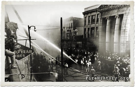 Coatesville FF's fight a building fire on Main Street in 1951