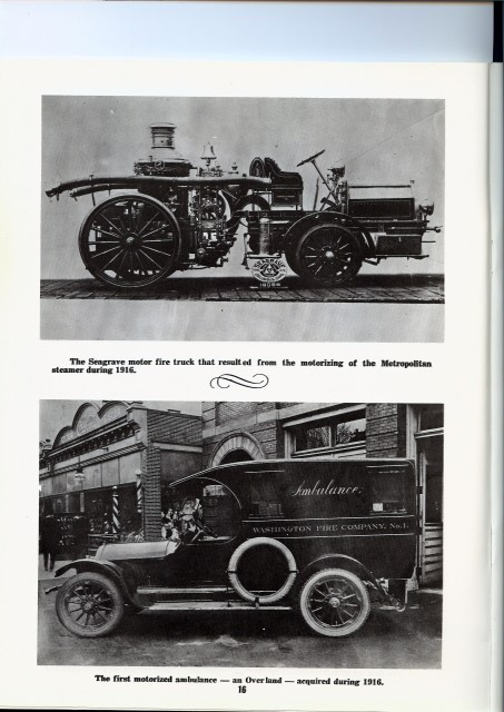 (Top)1916 Seagrave
(Bottom) 1st motorized Ambulance an Overland 1916