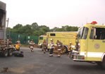 Rescue and Engine 41-02 at Live-Burn training