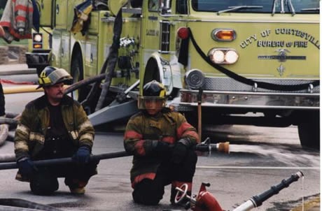 George Degnan and Mario Scamuffa at Orth Brothers Fire in the mid 80's on July 4